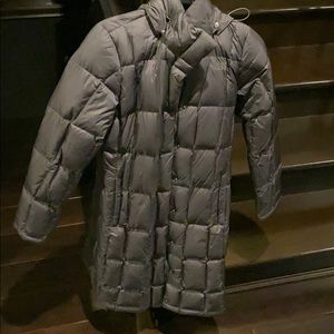 North face metropolis down fill long parka grey